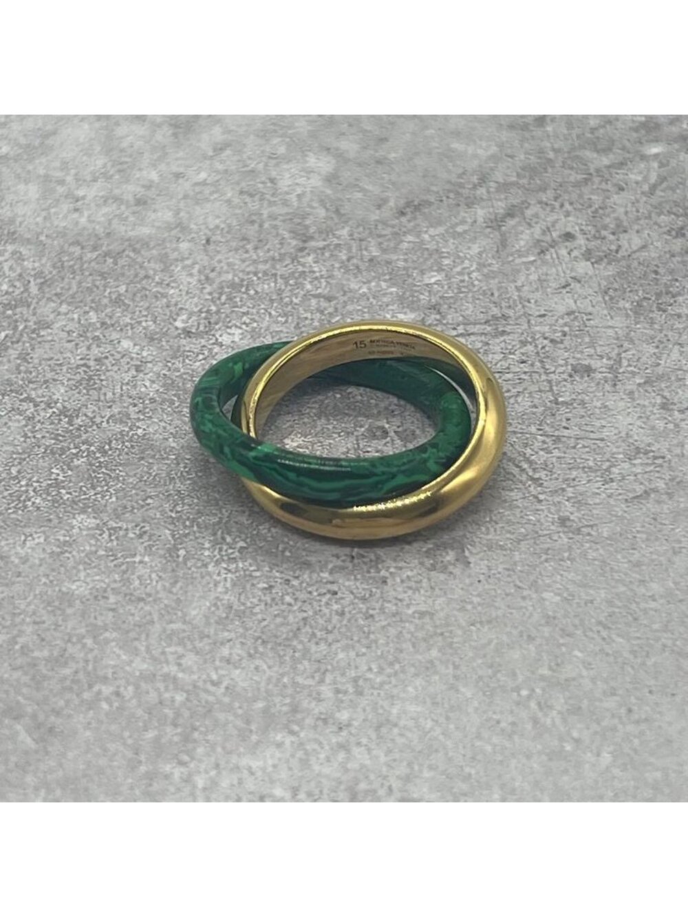 Bottega Veneta Interlocking Double Ring Malachite